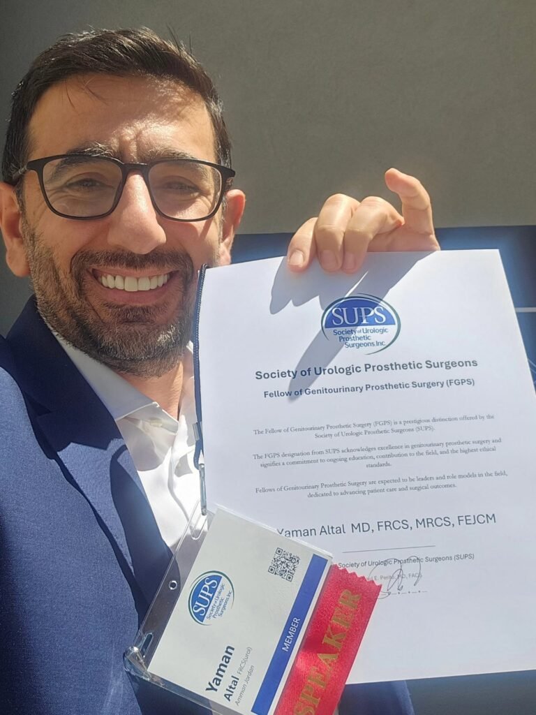 Dr. Yaman Al-Tal is the first Jordanian and Arab surgeon awarded the prestigious FGPS designation by SUPS for excellence in penile implants.
