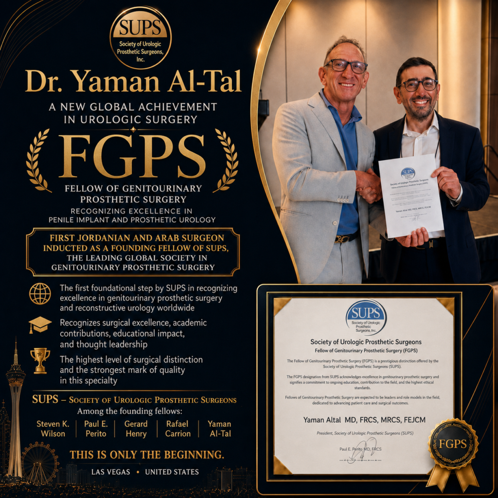 this distinction and further establishing his international standing as a leading penile implant surgeon in Jordan and the Arab region.